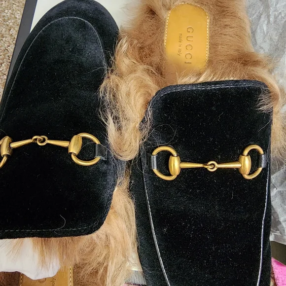 Gucci Black Velvet Fur Lined Loafers❤️ - Picture 12 of 16